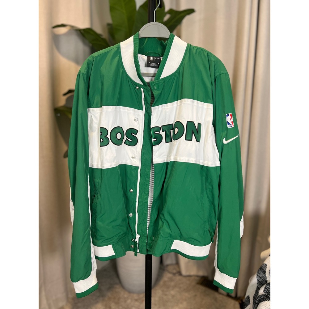Nike NBA Boston Celtics Courtside Jacket Green White Full Zip Bomber Mens L